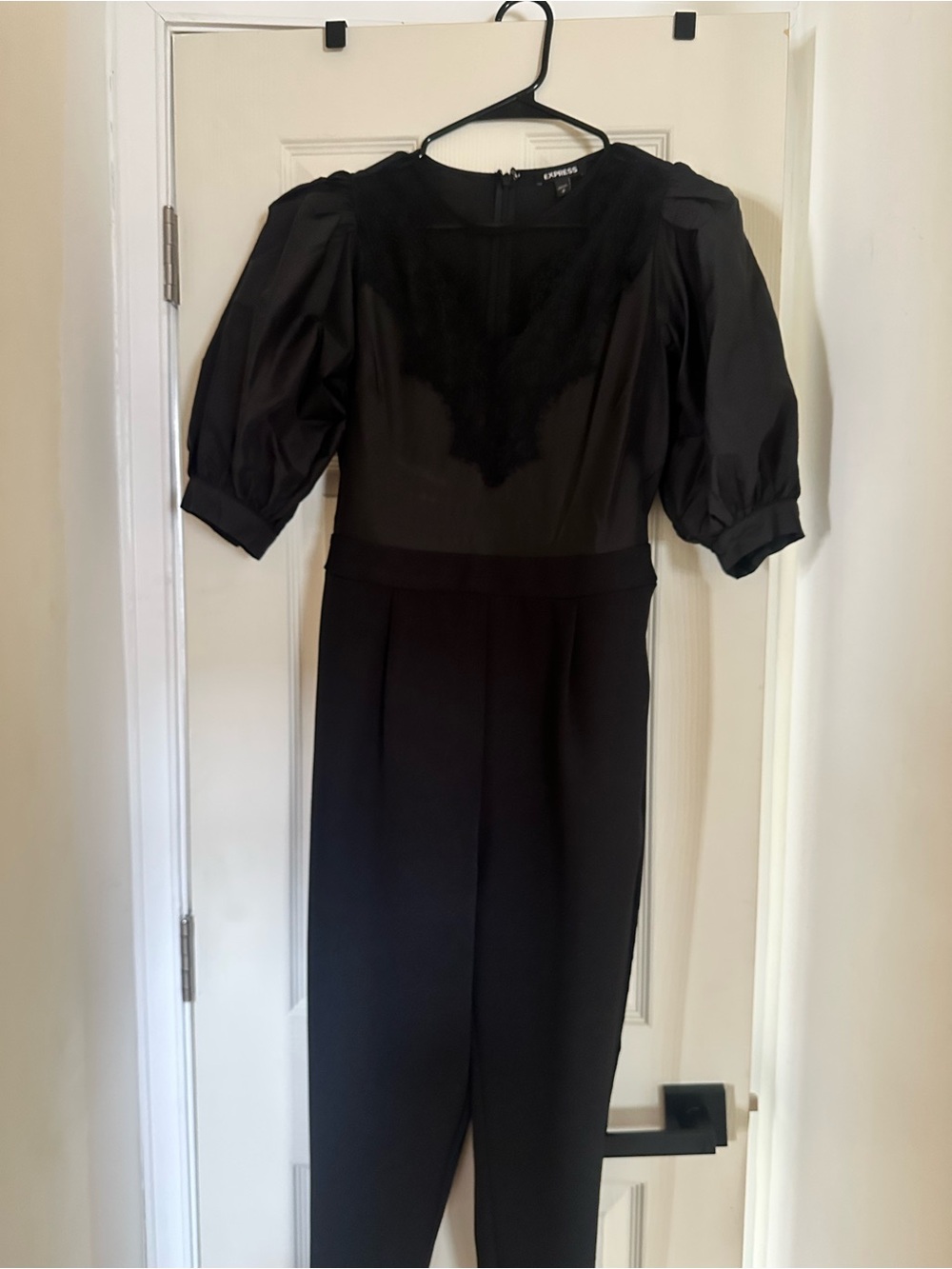 Express Black Puff-Sleeve Jumpsuit